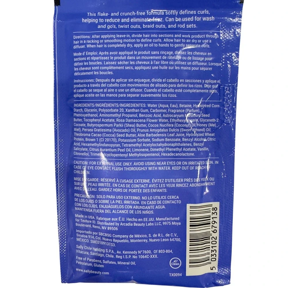 Texture ID All Curl No Crunch‎ Defining Custard 1oz Travel Size Packet Curls Gel